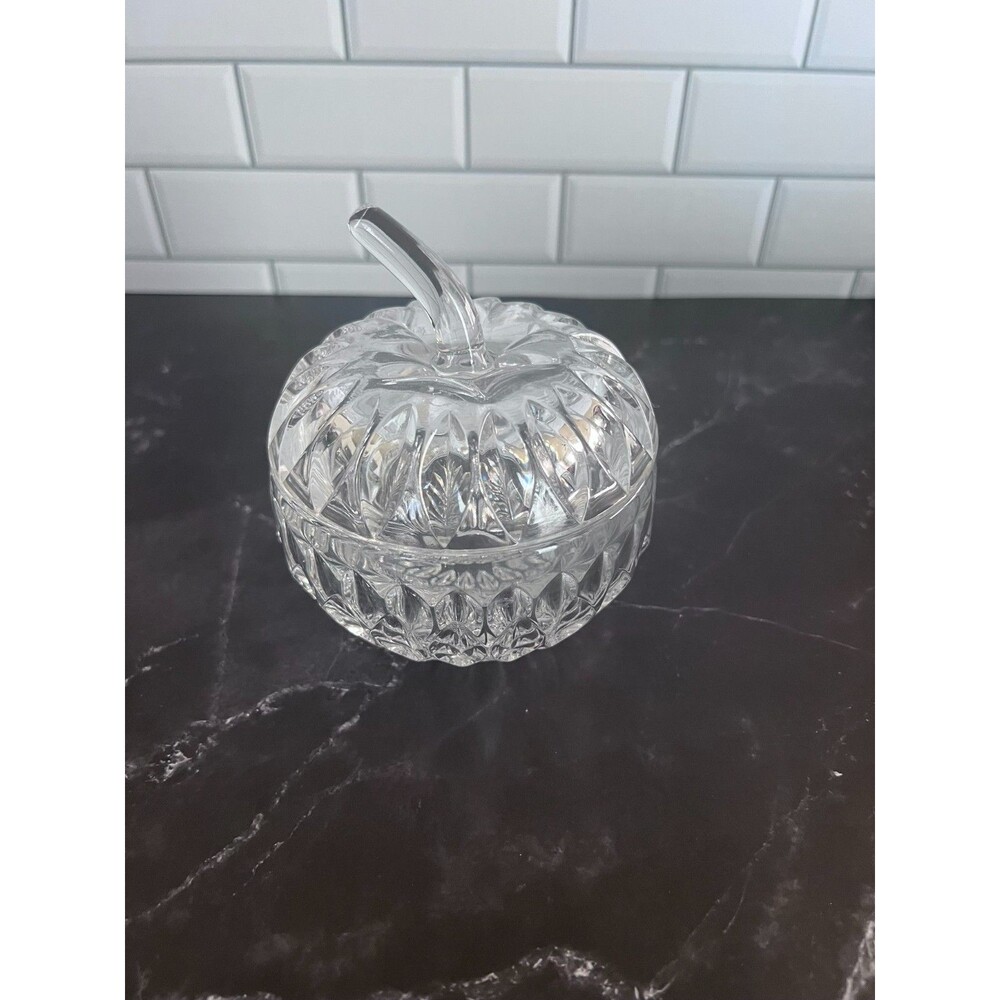 Vintage Gorham Althea Cut Crystal Covered Apple Sugar Bowl Trinket Candy Dish